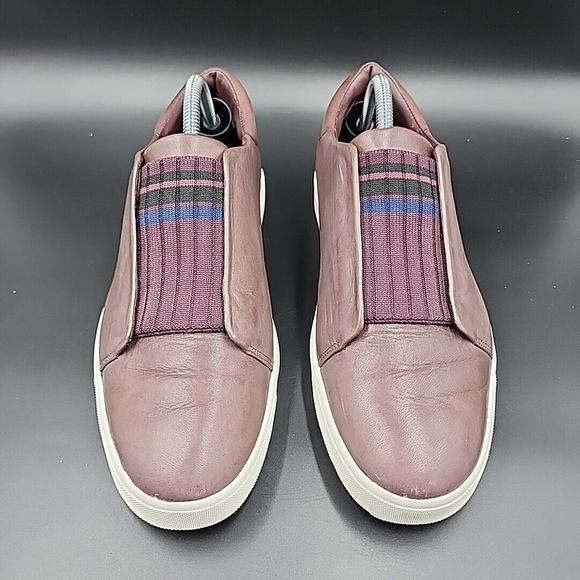 Vince Cantara Leather Slip On Sneakers Burgundy Size 9 US 39 EU Platform Knit - Picture 2 of 14